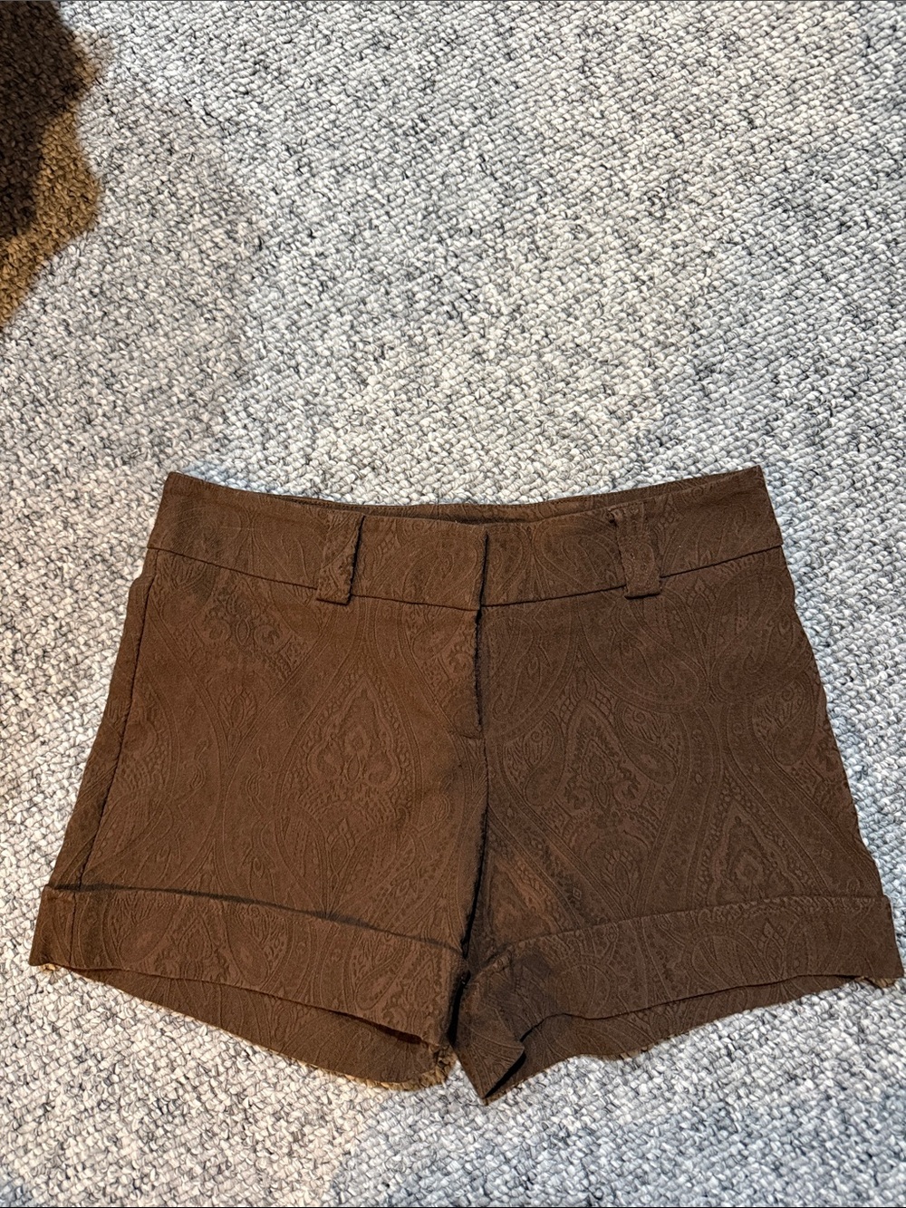 Cache Women's Brown Textured Paisley Shorts, Size 6